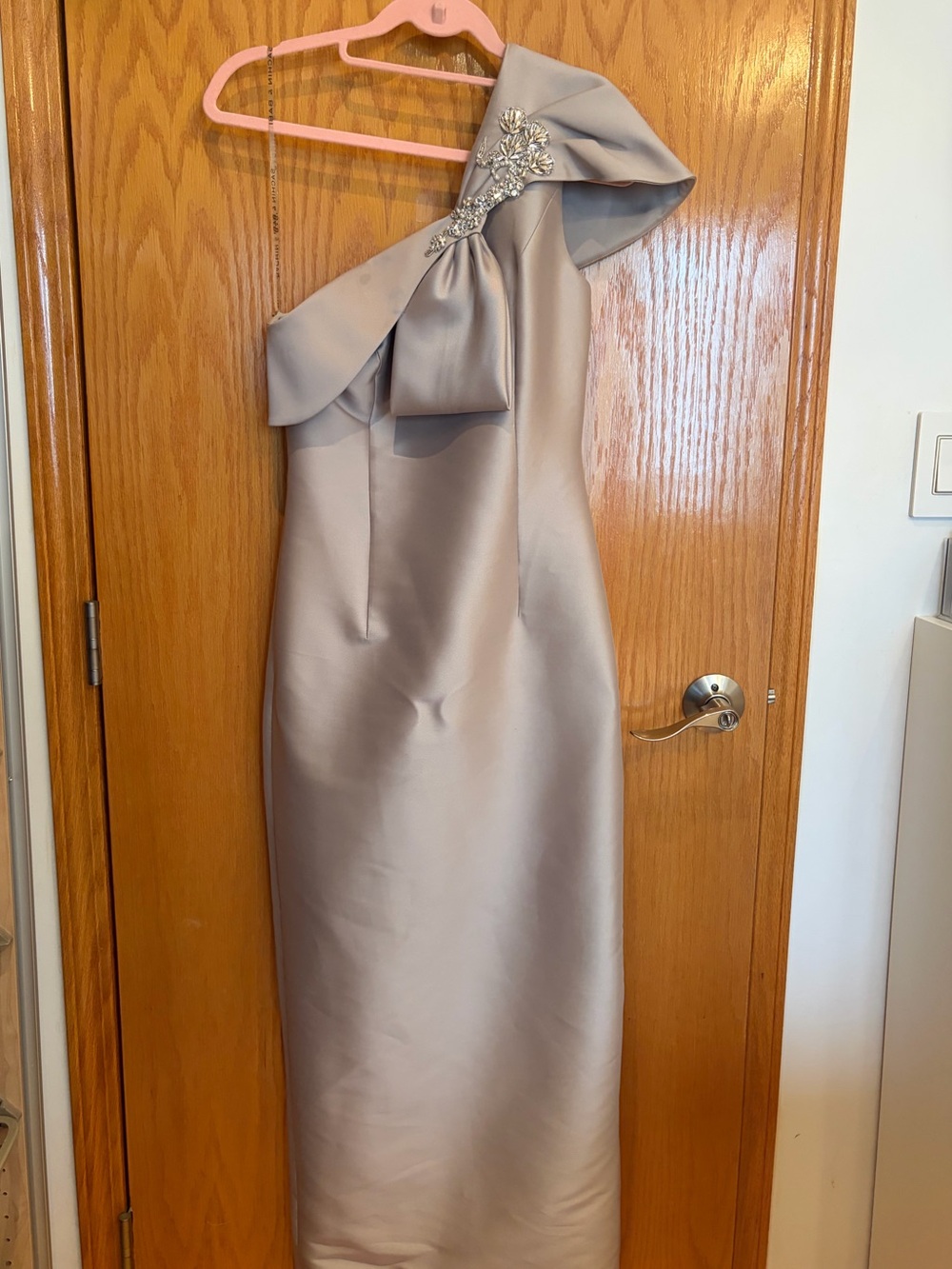 Sachin + Babi One-Shoulder Satin Gown in Soft Champagne